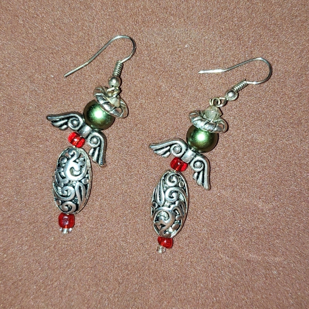 Angel earrings in holiday colors